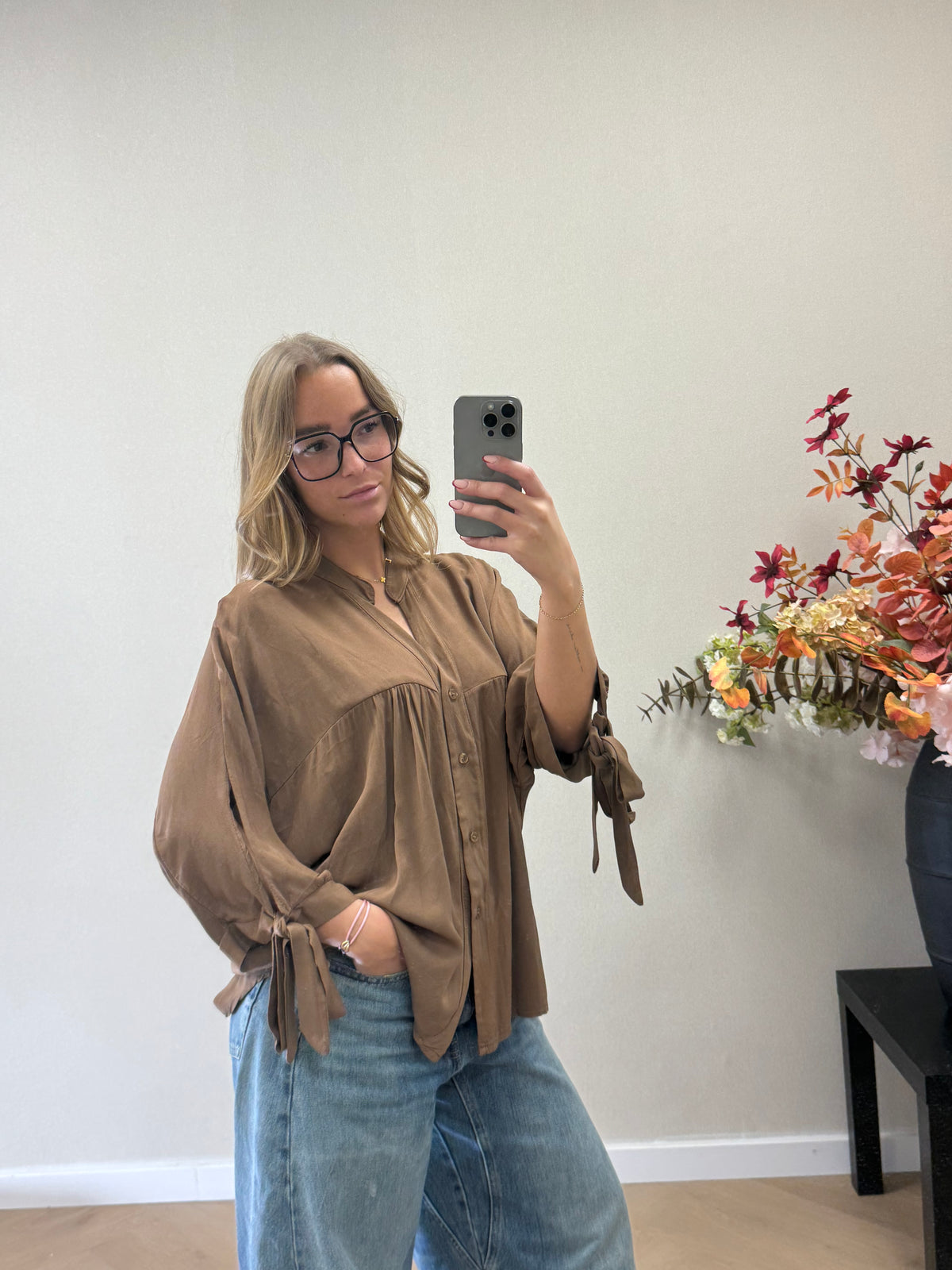 Boho Bow Blouse - Brown
