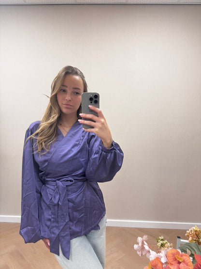 Satin wrap blouse