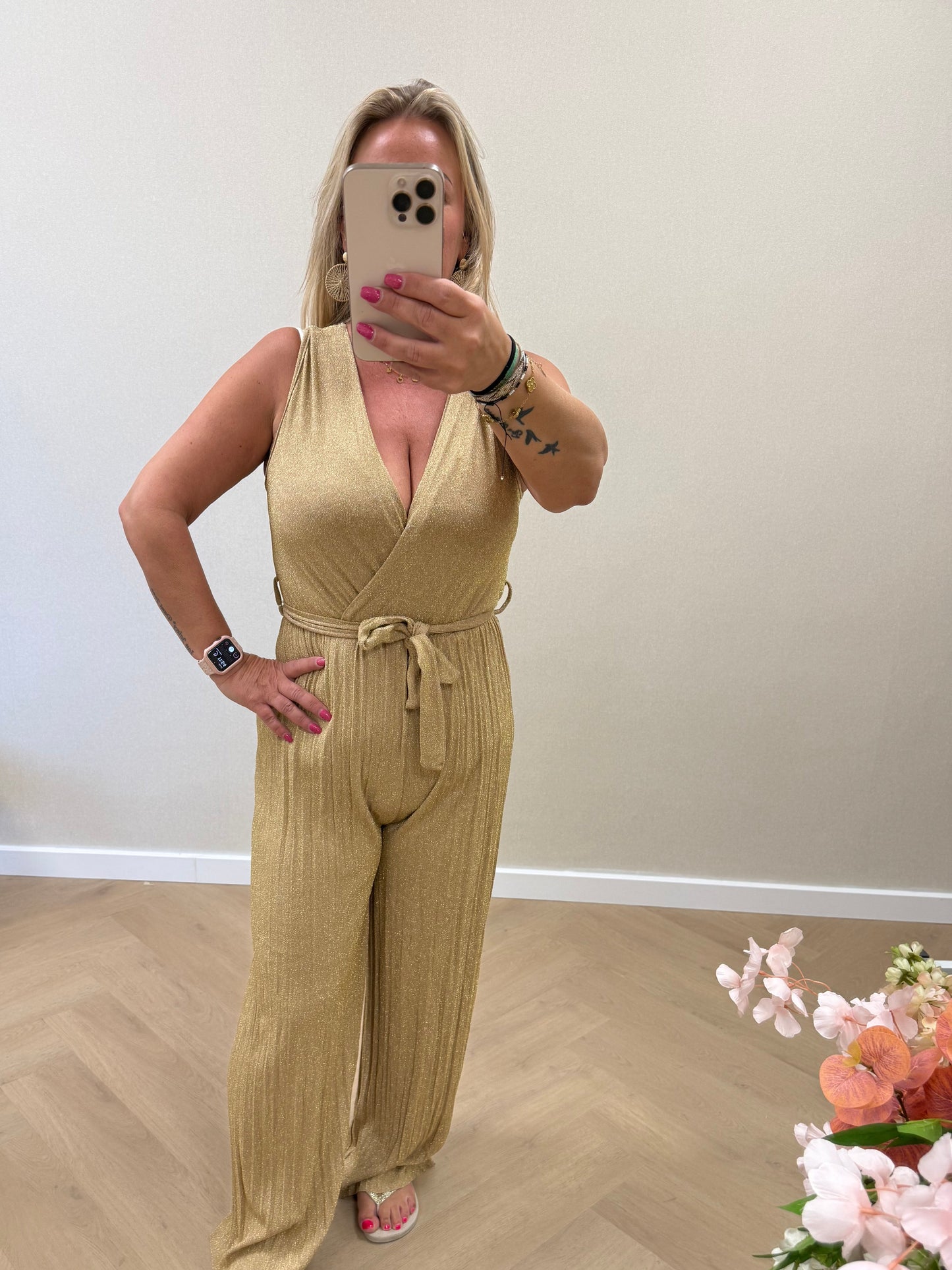 Glitter jumpsuit gold