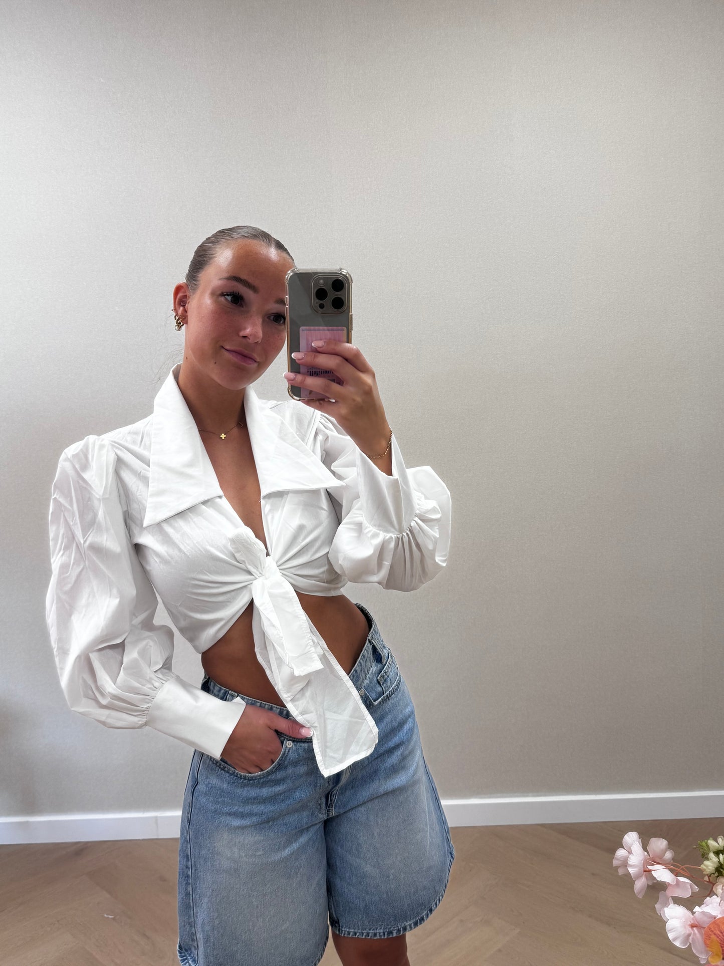 Monaco tie blouse - white