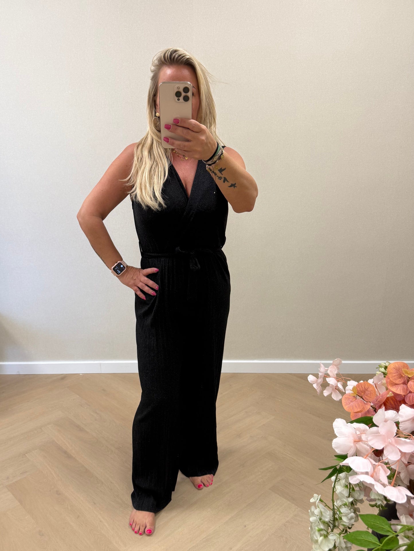 Glitter jumpsuit black