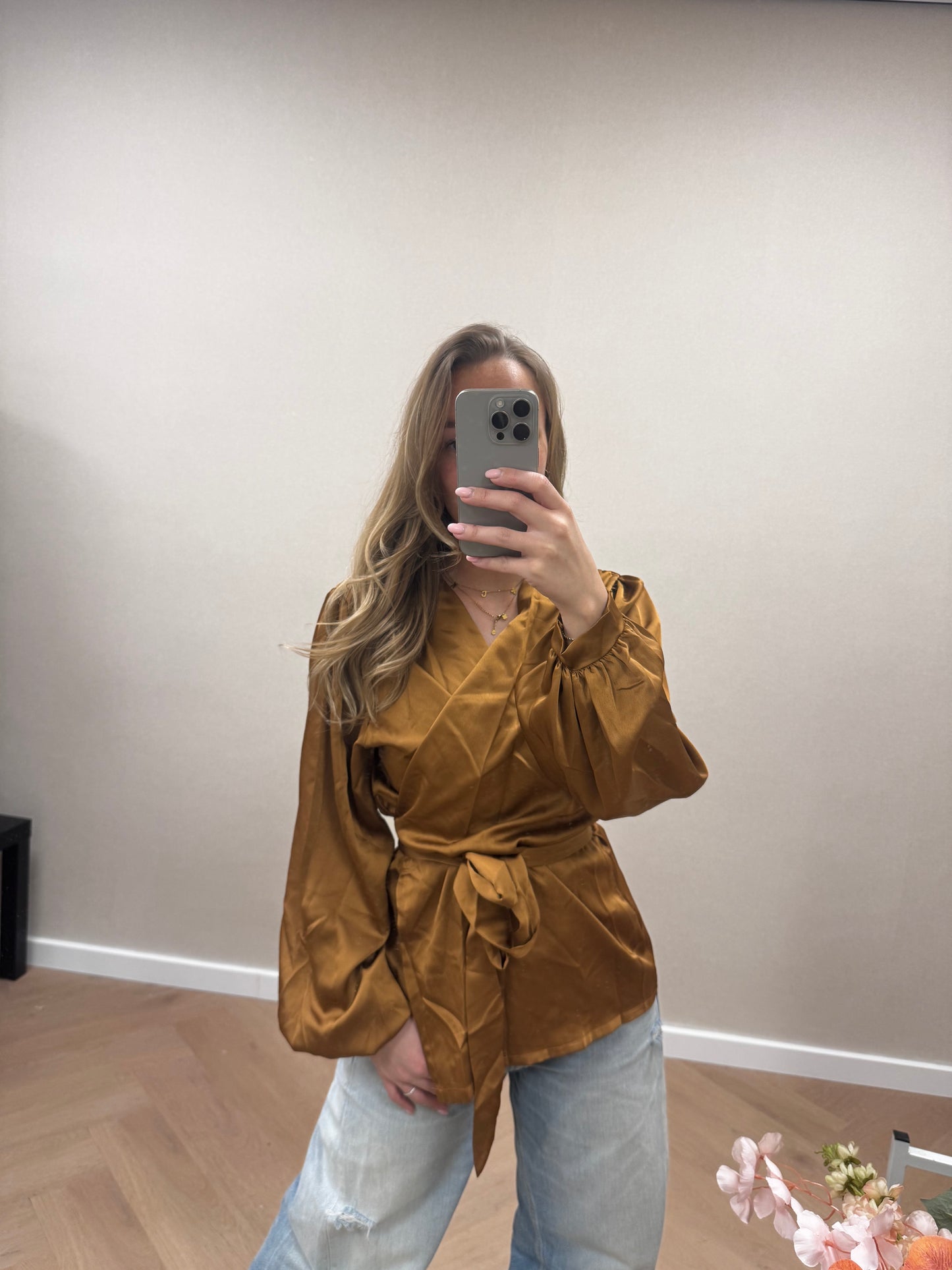 Satin wrap blouse