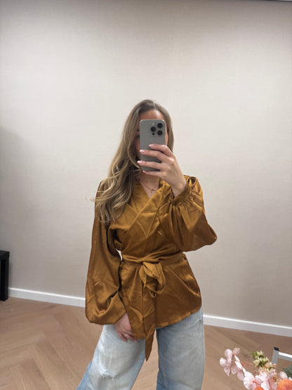 Satin wrap blouse