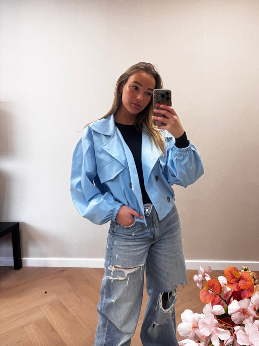 Cropped trenchcoat lightblue