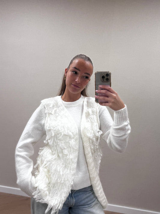 Luna fluffy gillet - white
