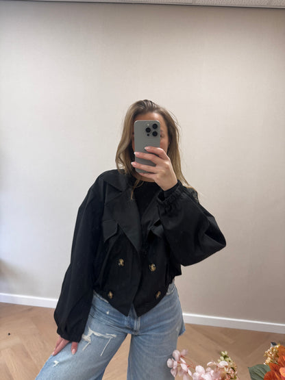 Cropped trenchcoat black