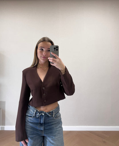 Cropped blazer bruin