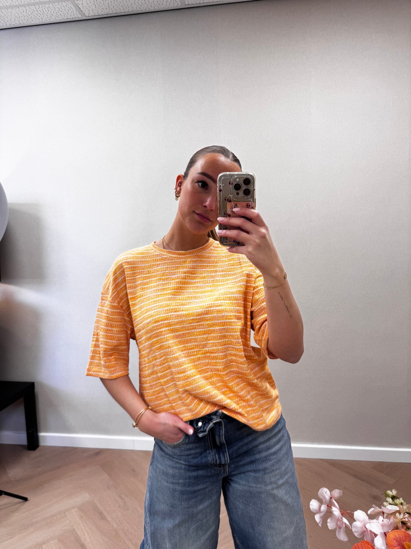 Stripe shirt orange