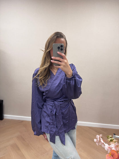 Satin wrap blouse