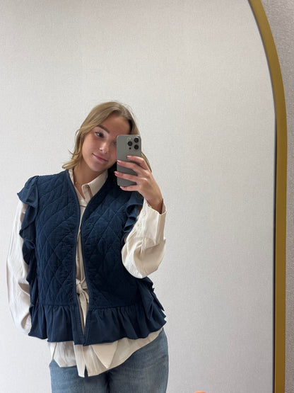 Ruffle Gillet - navy